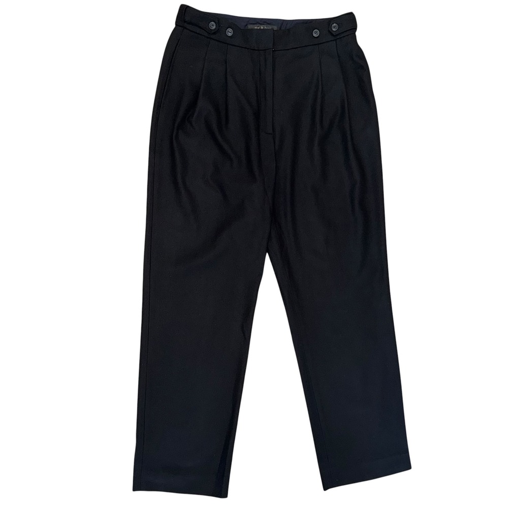 NWT Rag & Bone Clover Wool Pleated Trousers Pants 10 Black $425 - Picture 2 of 10